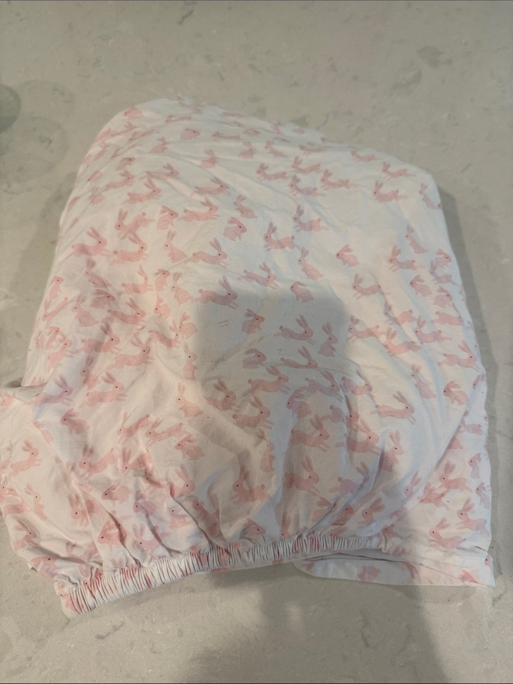 Pottery Barn Kids Watercolor Bunny Print Fitted Crib Sheet - Organic Cotton